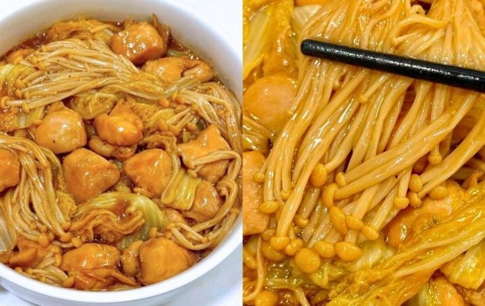 Resipi ayam cendawan enoki
