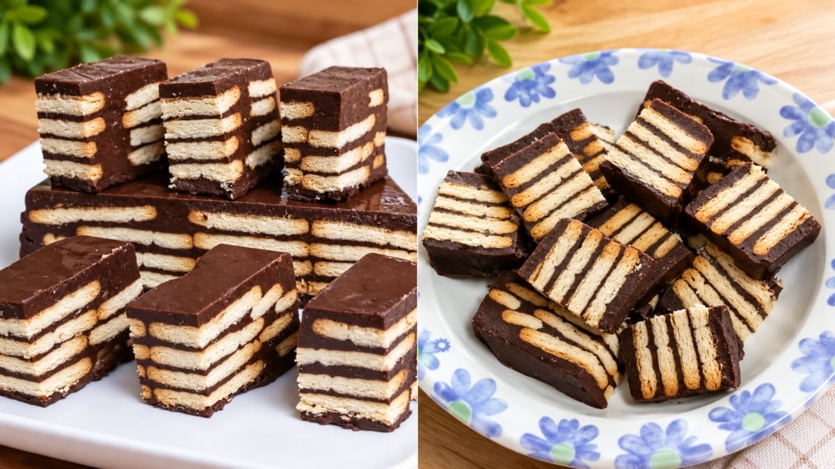 Puding Batik Biskut Marie Berlapis Coklat, Buat Malam Ini Esok Pagi Dah Boleh Makan!