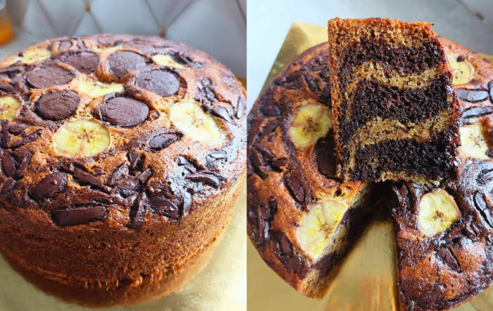 kek pisang marble
