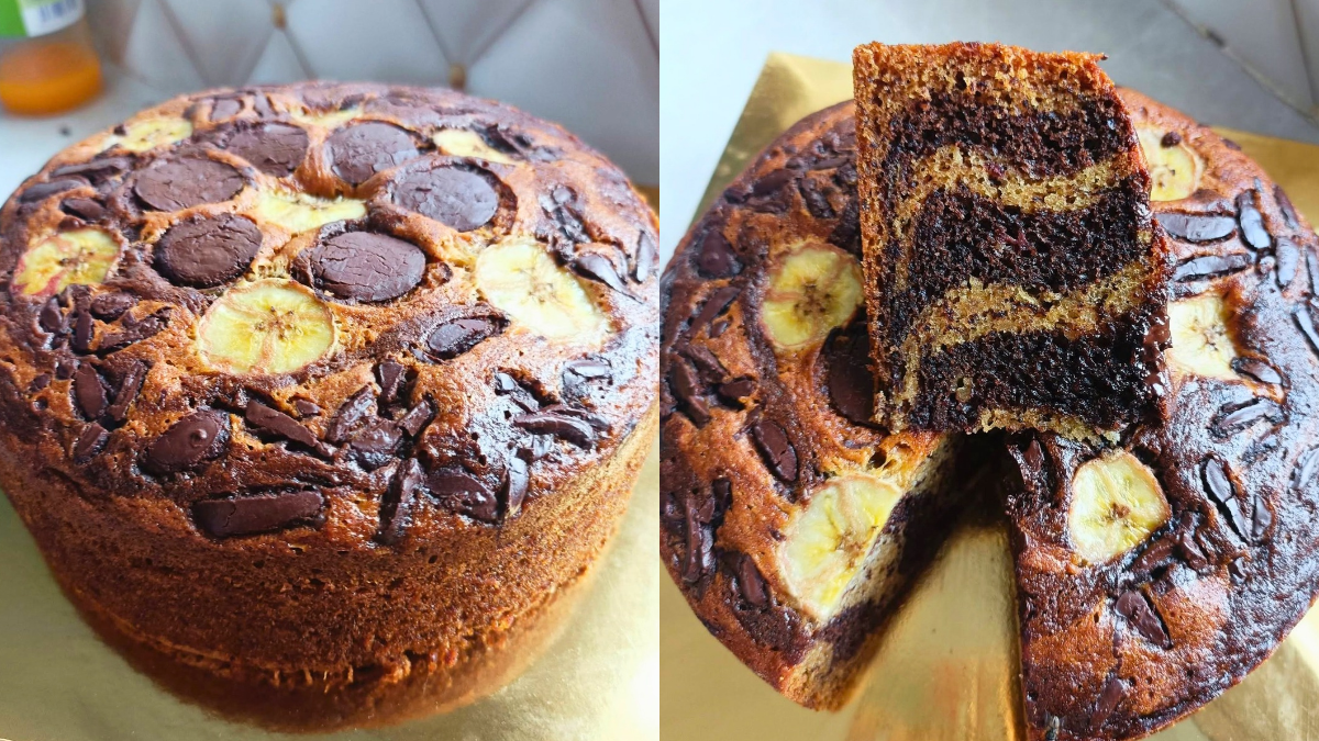 Rahsia Kek Pisang Marble Lembut, Gebu & Moist, Cantik Coraknya Bila Dipotong!