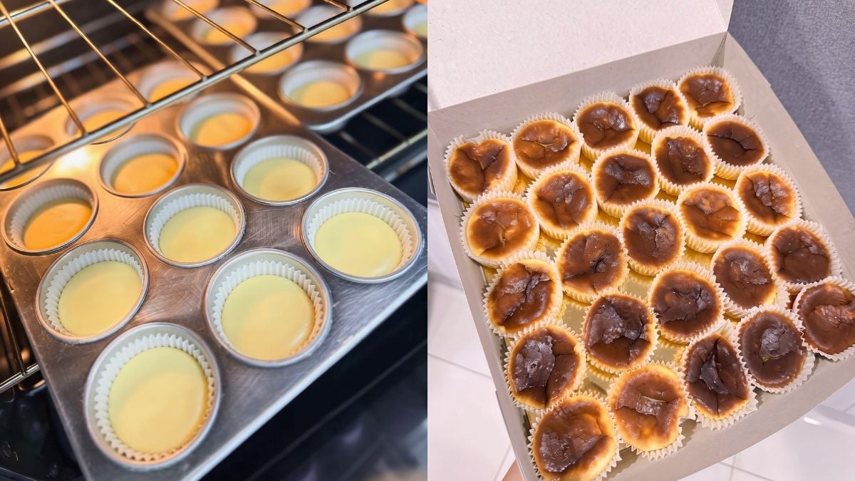 Resipi Mini Burnt Cheesecake 7 Bahan Jadi Keperangan Elok Ala Bakeri, Saiz Kecil Tapi Padu Berkrim!