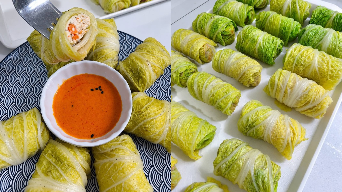 Resipi Kubis Cina Gulung Berinti Ayam, Kukus 20 Minit Saja Dah Siap Untuk Menu Diet Sihat!