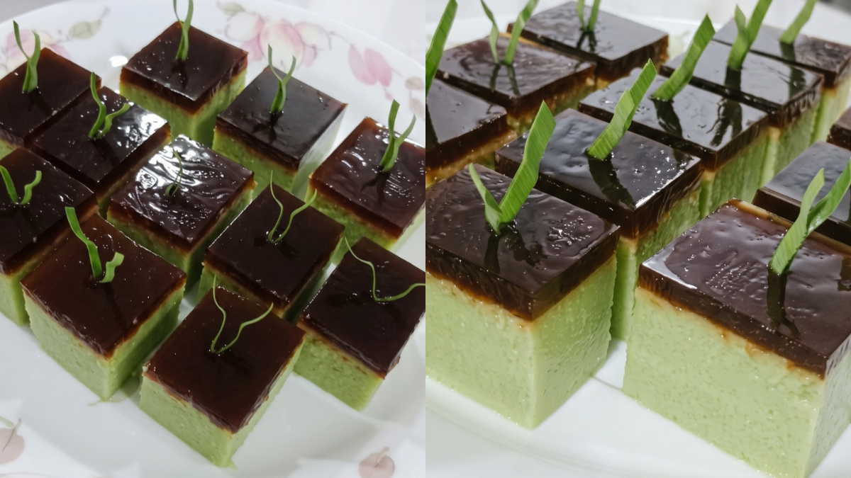 Resipi Puding Pandan Gula Melaka Yang Manis Memikat, Buat Loyang Besar Pun Tak Cukup!