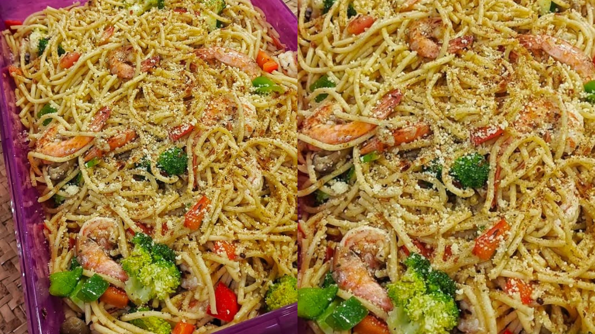 Resipi Spageti Aglio Olio Udang, Tambah Sayur Berwarna-Warni Baru Lebih Menyelerakan!